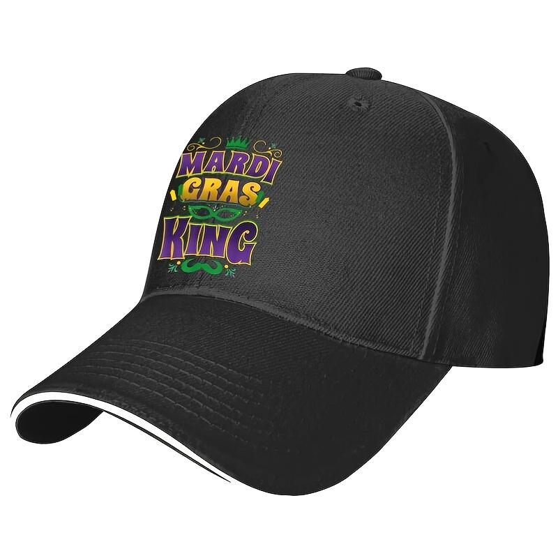 

Mardi Gras King Graphic Baseball Cap Polyester Casual AllSeason Adjustable Hat for Adults One Size