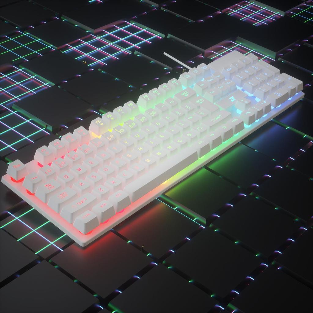 Luminous Wired Keyboard & Mouse Set with Floating Keycaps - USB, Mechanical Feel for Gaming Desktops & Laptops
