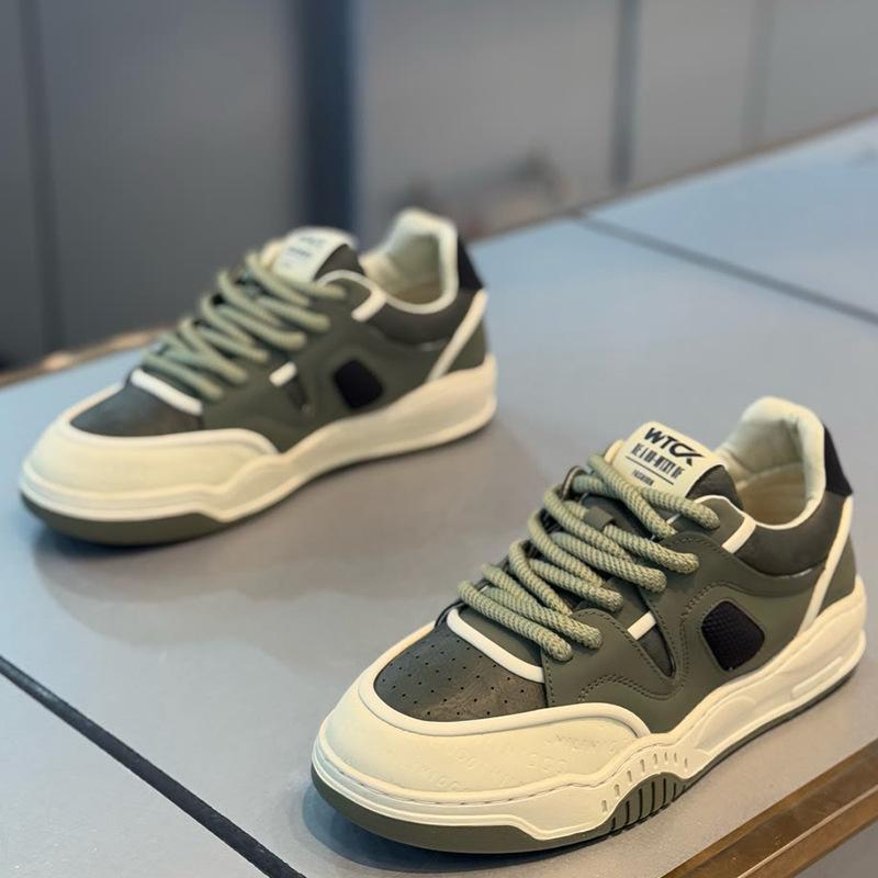 Spring new soft-soled low-top board shoes leather lace-up comfortable casual shoes dj