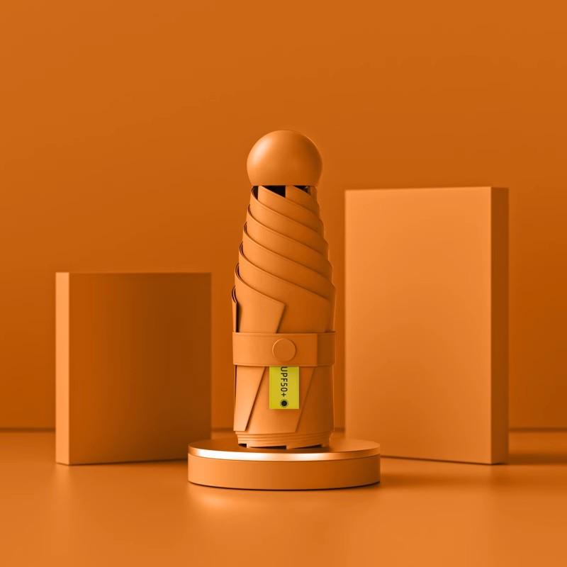 Compact Dual-Use Sun and Rain Umbrella with Black Glue Sunshade - Stylish Ladies' 5-Fold Capsule Design