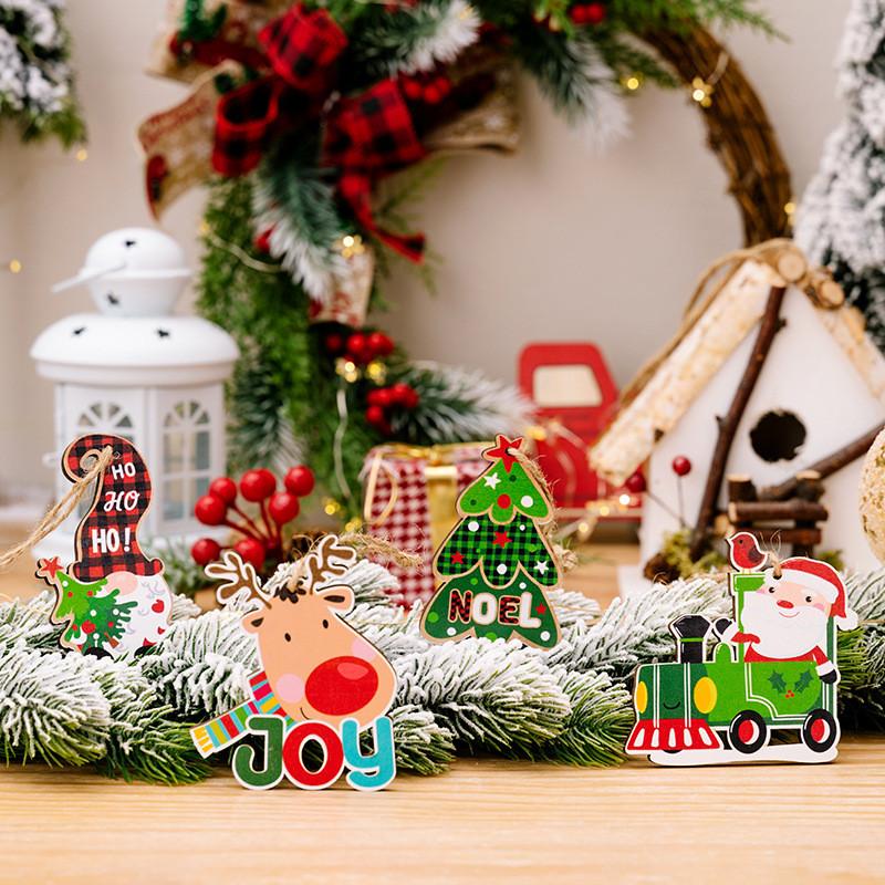 Colorful Beautiful Wooden Christmas Tree Ornaments With Santa Snowman And Elf Designs To Brighten Your Holidays