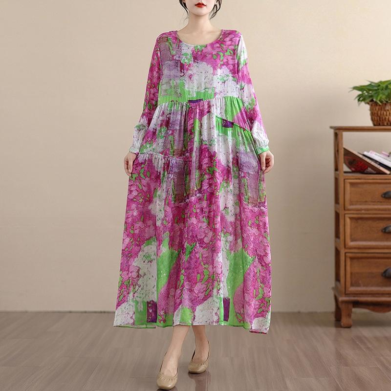 Long Sleeve Plus Size Cotton Vintage Floral New In Dresses for Women Casual Loose Spring Summer Autumn Dress