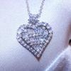 Baguette Cut Paved Heart Pendant Necklace Sparkling Statement Jewelry for Women