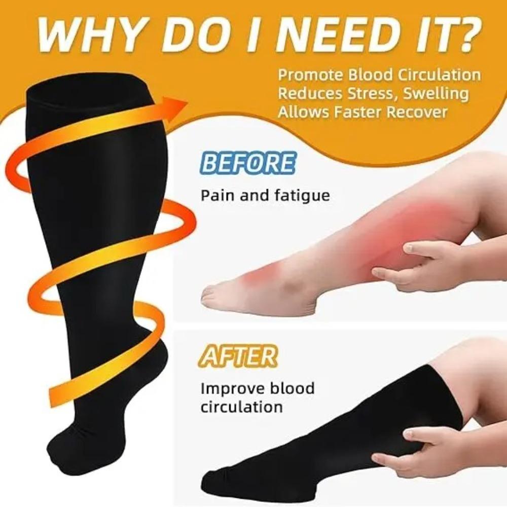 Solid Color Compression Socks Plus Size Hosiery New Calf Socks Women Men