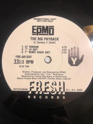 12inch Record EPMD - The Big Payback FRE80135Y Fresh Records 1989 US Rap & Hip-Hop/R&B Used