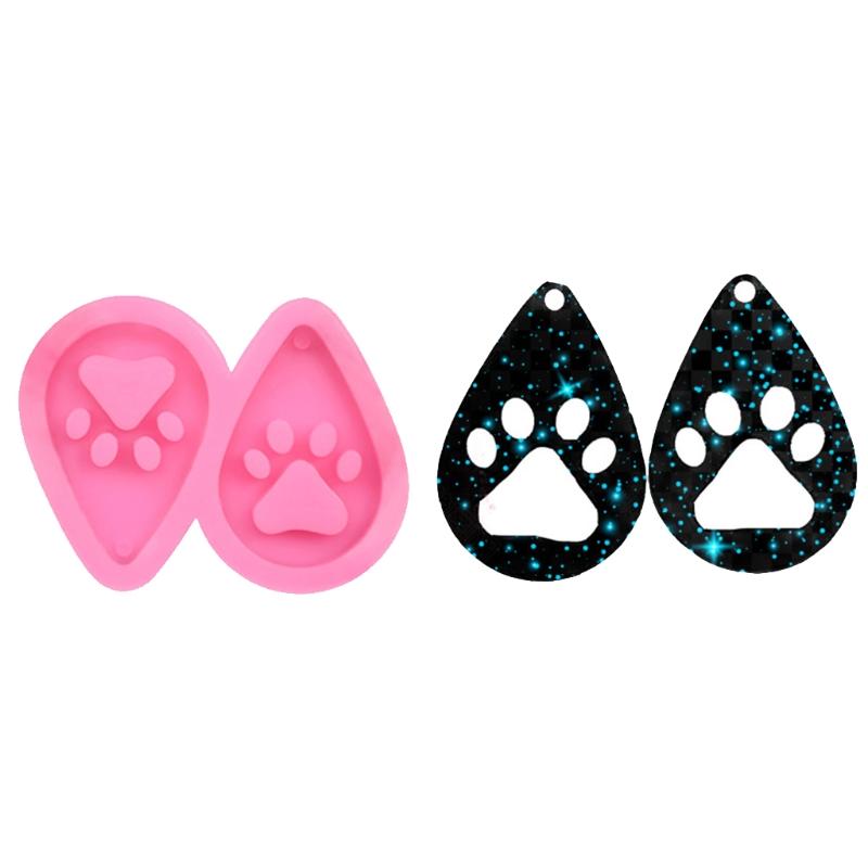 DIY Basteln Schmuck Schlüsselanhänger Form Hunde Pfote Ohrringe UV Epoxidharz Form Handgefertigte Ohrringe Ohrhänger Silikonform
