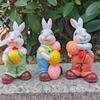 Easter Resin Rabbit Figurine with Egg Simulation Bunny Figurines Spring Farmhouse Home Garden Decorations Animal Sculpture