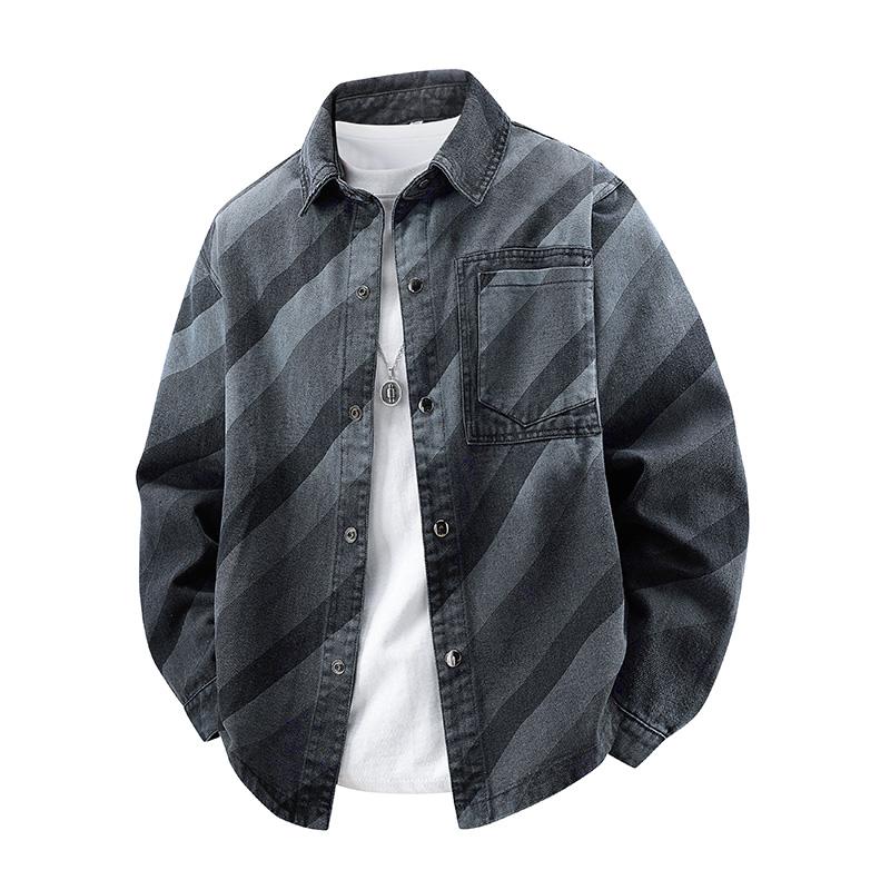 American Workwear Denim Shirt Men's Long-sleeved Casual Spring and Summer Retro Trendy Top