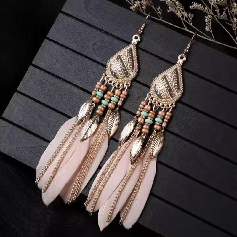 Pendientes Largos Bohemios Colgantes para Mujer - Pendientes de Borlas Ligeros para el Uso Diario