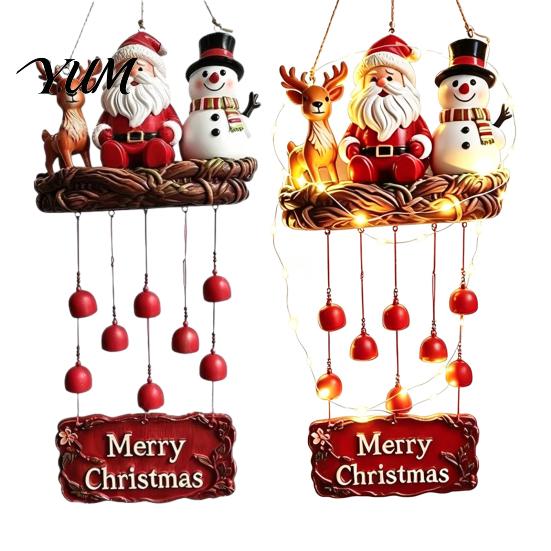 Rahatlatıcı Noel için Huzurlu Sesli Rüzgar Çanları Noel Baba Çanı, Şenlikli Asılı Süs, Claus Kardan Adam Geyik Hava Koşullarına Dayanıklı Bahçe Çanları Çan Veranda