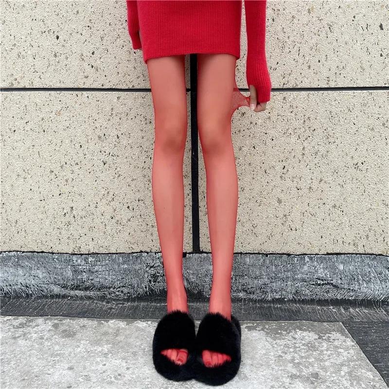 New Red Pantyhose Female Year Red Socks Sexy Anti-hook Silk Velvet Pantyhose Wedding Bride's Leggings for Women