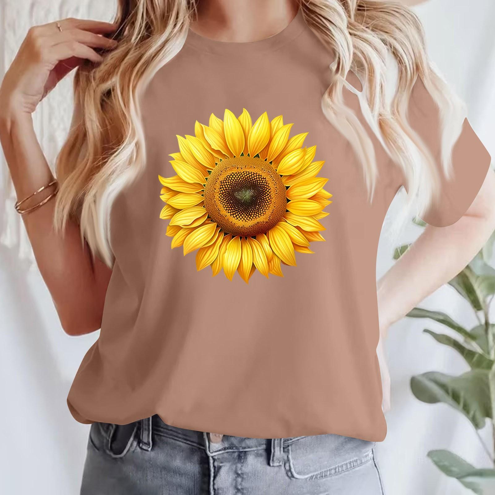 

Женская повседневная футболка с принтом, пуловер с круглым вырезом, топ с короткими рукавами S