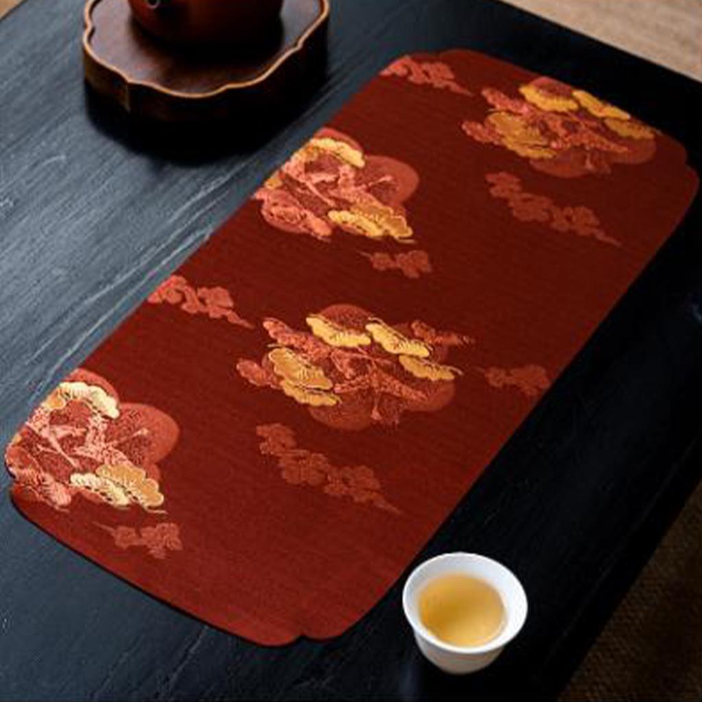 Embroidery Tea Mat Washable Absorbent Tea Ceremony Mat Decorative Tabletop Placemat for Tea Set Exquisite Chinese Style
