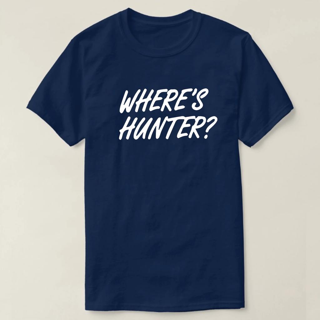 Wheres Hunter Funny Biden Phrase TShirt Premium Cotton Short Sleeve ONeck Mens T Shirt New S3XL
