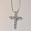 16-24inches   Copper Necklace Box Chain Shiny Crystal Classic Cross Pendant For Women Men Fashion Jewelry Gifts
