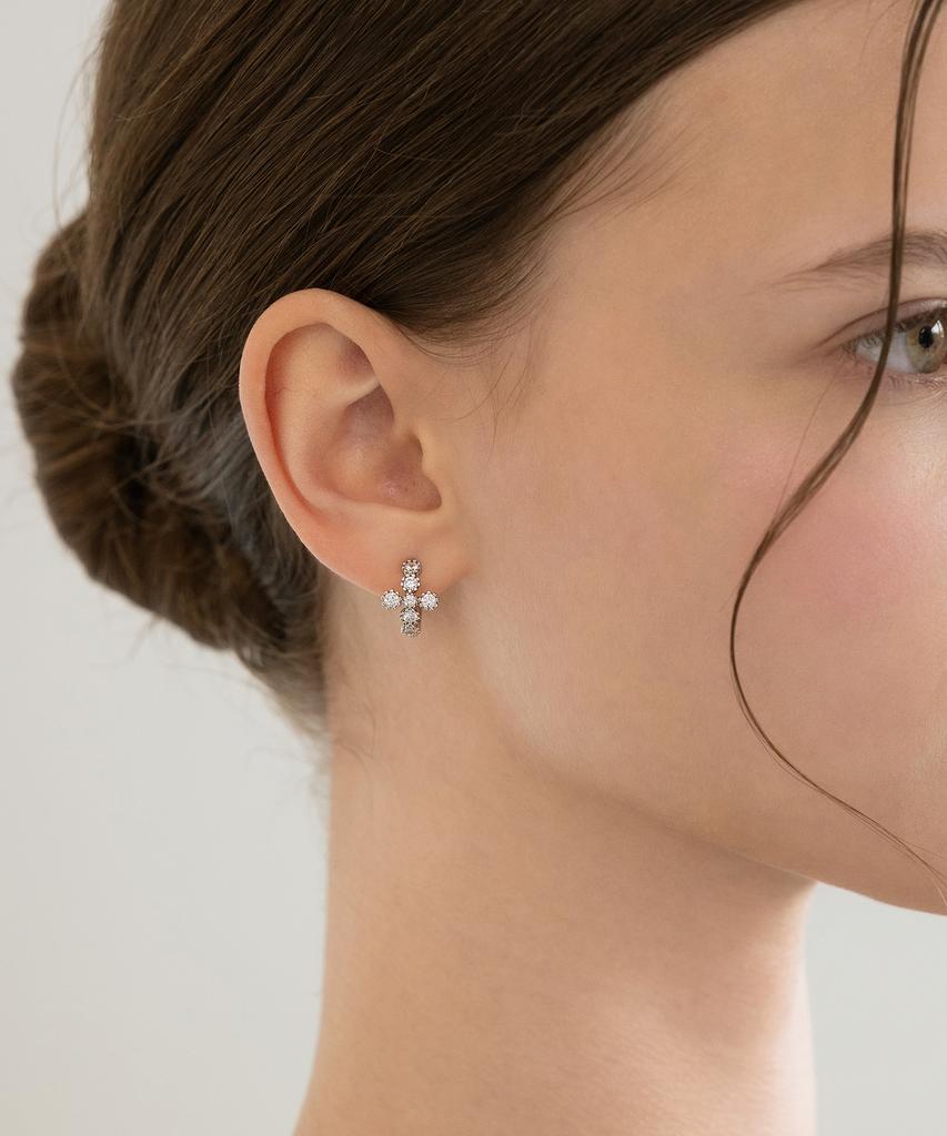 Tatiana Antique Cross Cubic Hoop Earrings Ec3333