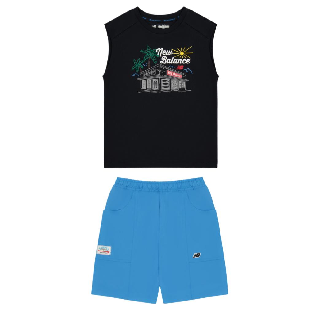 New Balance Casual Sportswear 2 Piece Set Children Aged 3 7 Years Old 2TF22093-BK 150