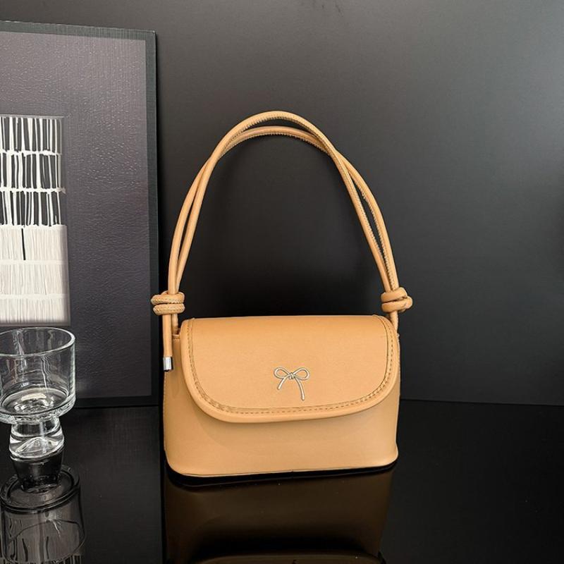 Underarm Bag Solid Color Butterfly Knot Pu Single Shoulder Bag Simple Fashion Style Shoulder Bag For Women Small Square Bag