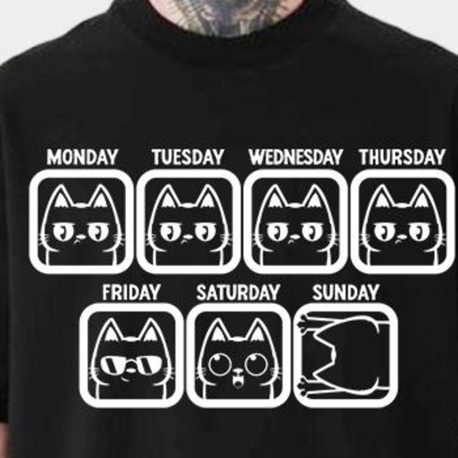 Cats, Days of the week, Unisex t-shirt 2XL