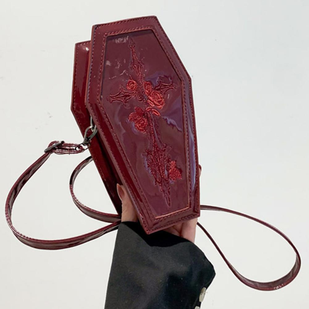 Women Coffin Satchel Purse Novelty Gothic Crossbody Bag Versatile Rose Crossbody Pouch Gothic Coin Purse Halloween Gift