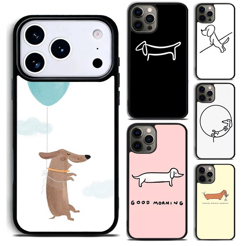 Cartoon Dachshund Sausage Dog Phone Case For iPhone 17 16 15 14 13 12 11 Pro Max Plus 17Air Soft Silicone Cover