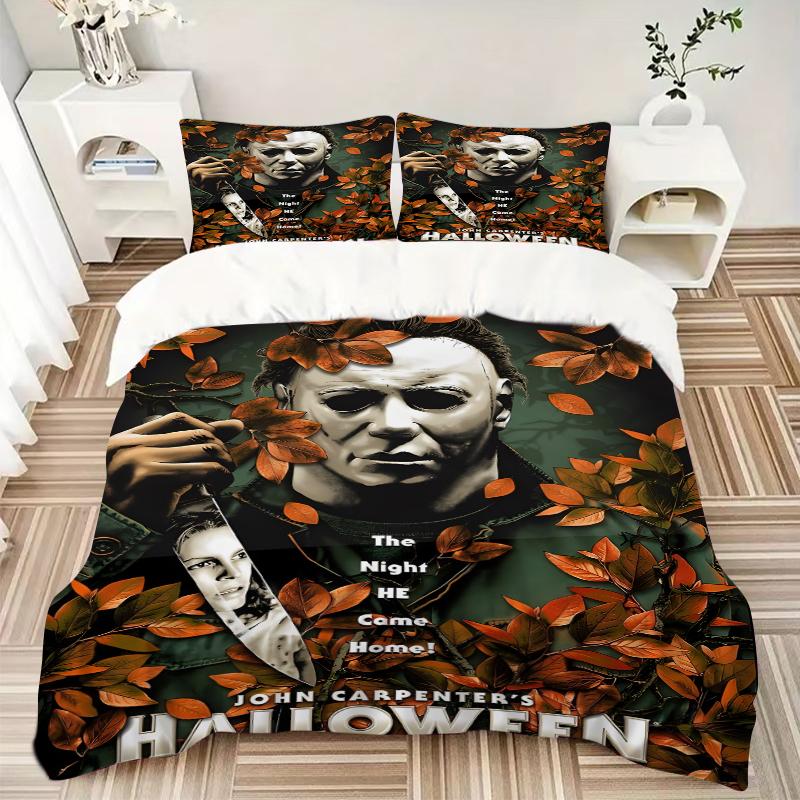 3Pcs Michael Myers' Halloween Horror Bedding Sets For All Sizes New 3D Printed Bed Cover Comforter Duvet Cover Pillowcase Bedroom Decoration