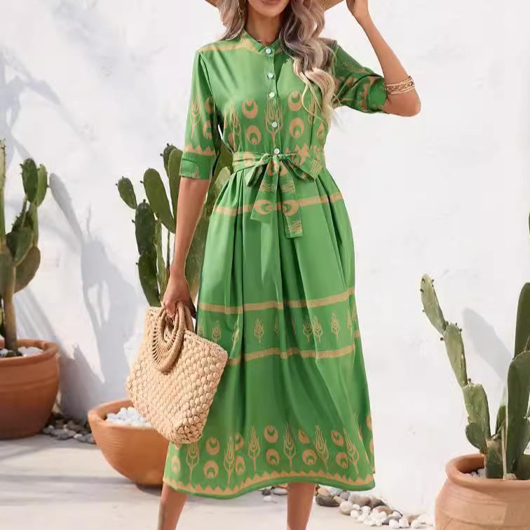 GMXIA Women's FashionSummer Spring Short Sleeve High Waist Casual Dresses