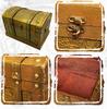 Lunari Antique-Style Treasure Chest, Wooden, Gold Storage Box, Retro Interior Trunk, Wooden Box, Pirate Trinket Box