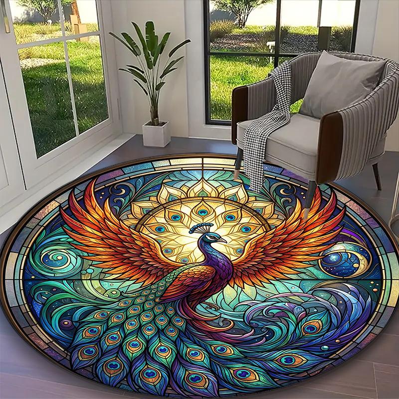 1pc General-purpose Rug, Ethereal Jellyfish Printed Round Rug, Comfortable Office Chair Carpet, Home Entrance Floor Mat