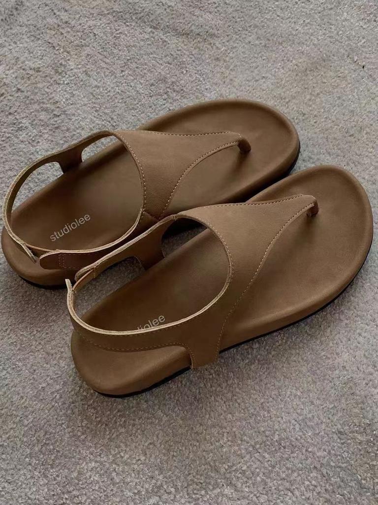 Grape mom studiolee minimalist temperament herringbone retro toe vacation flat bottom niche Roman style sandals women