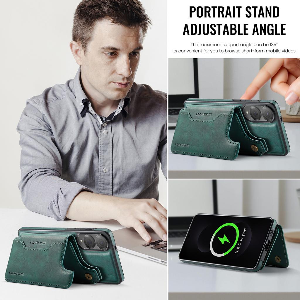 MAGKING K3 Series For Samsung Galaxy S25 Edge Case Compatible with MagSafe Wallet PC+TPU+PU Phone Cover