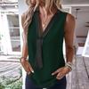 Casualowa bluzka bez rękawów koszula damska biurowe topy damskie lato V Neck damskie eleganckie bluzki jednolita, luźna odzież Blusas 25677