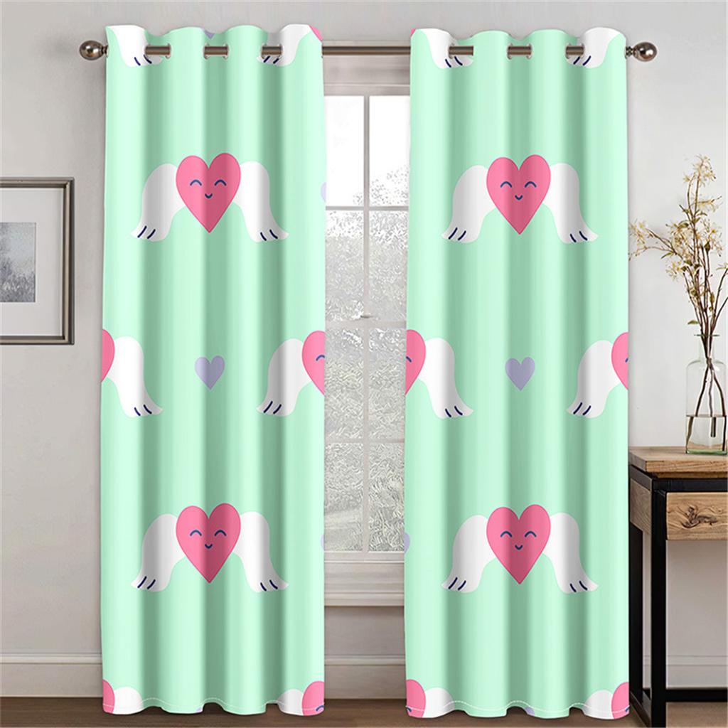 3d Curtains Love Pattern Colorful Red Peach Heart Curtains Balcony Living Room Window Decorative Curtains 2 Panels