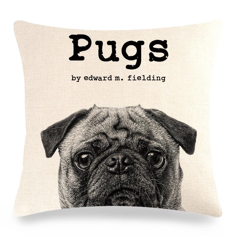 Cute Pet Pug Dog Digital Printing Short Plush Pillow Covers Decorative For Car Sofa Office Cushion Cover Home Goods 60X60Cm