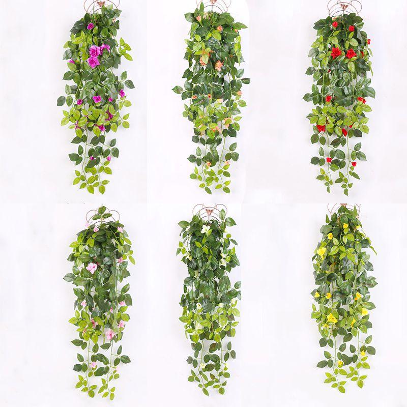 Elegancki 90 cm sztuczny jedwabny girlanda z róż do oszałamiającej dekoracji ściennej domu w żywych kolorach