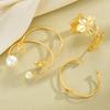 4pcs Vintage Elegant Boho Exaggerated Pearl Flower Geometric Bangle Bracelet Set For Women Holiday Party Date Daily Wear Jewelry