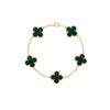 Gold Four-Leaf Clover & Five-Flower Pendant Necklace, 18K Plated, Elegant Gift for Her