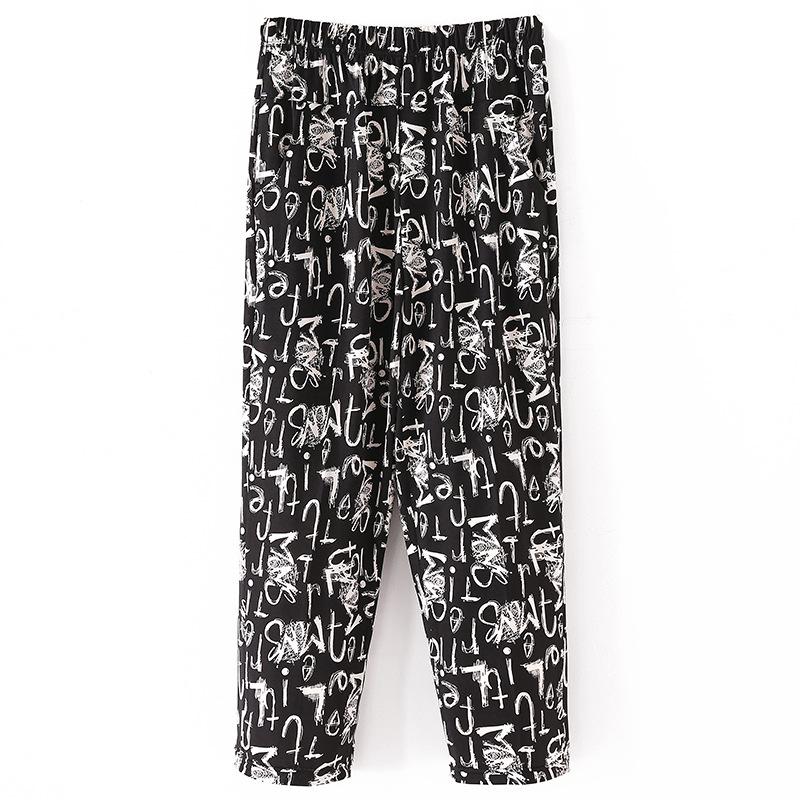XL-8XL Damesbroek Ouderen Zomerbroek Losse Negende Broek Rechte Broek Moeder Bloemenbroek Dikke Oma's Broek