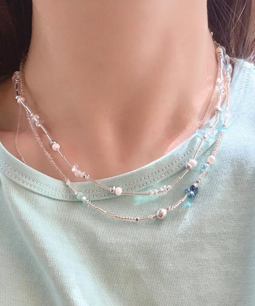 Iamj Vanilla Blue Bead Necklace