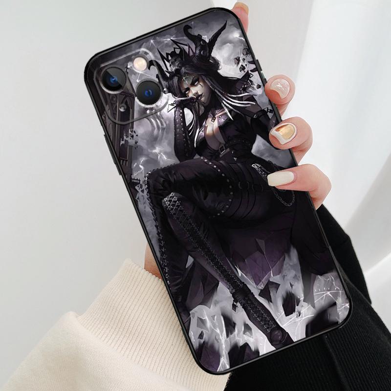 Moon Witch Horror Phone Case For iPhone 13 12 11 14 15 16 Pro Max Mini X XS Max XR Plus Case Back Cover
