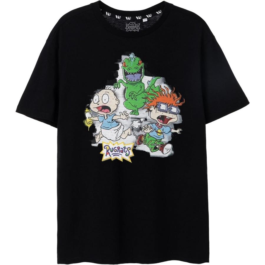 Rugrats Nickelodeon Dino Chase Men s Black Short-Sleeved T-Shirt _ Chalky Retro Fun - Step Back in Time with The XXXXXL разноцветный