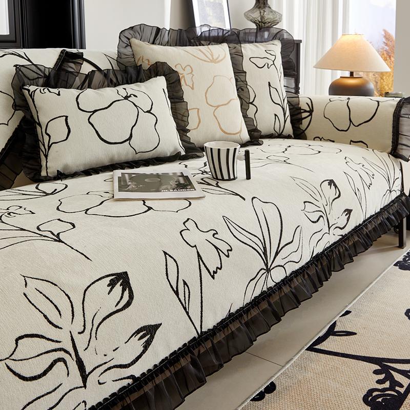 Light Luxury Sofa Cushion New Four Seasons Universal Chenille Straight Row Cushion Non-slip Sofa Cover Cover Cloth
