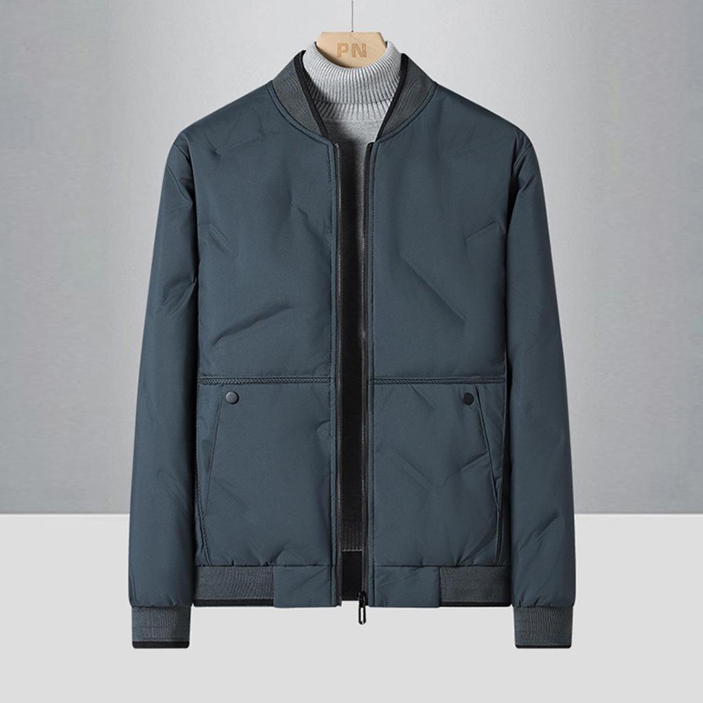 Winter Men'S Large Pocket Solid Color Zipper Jacket Sports And Leisure Baseball Collar Thick And Warm Cotton Jacket