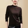Autumn and winter slim-fitting versatile and thin inner top fashionable solid color semi-turtleneck bottoming shirt women's long sleeves
