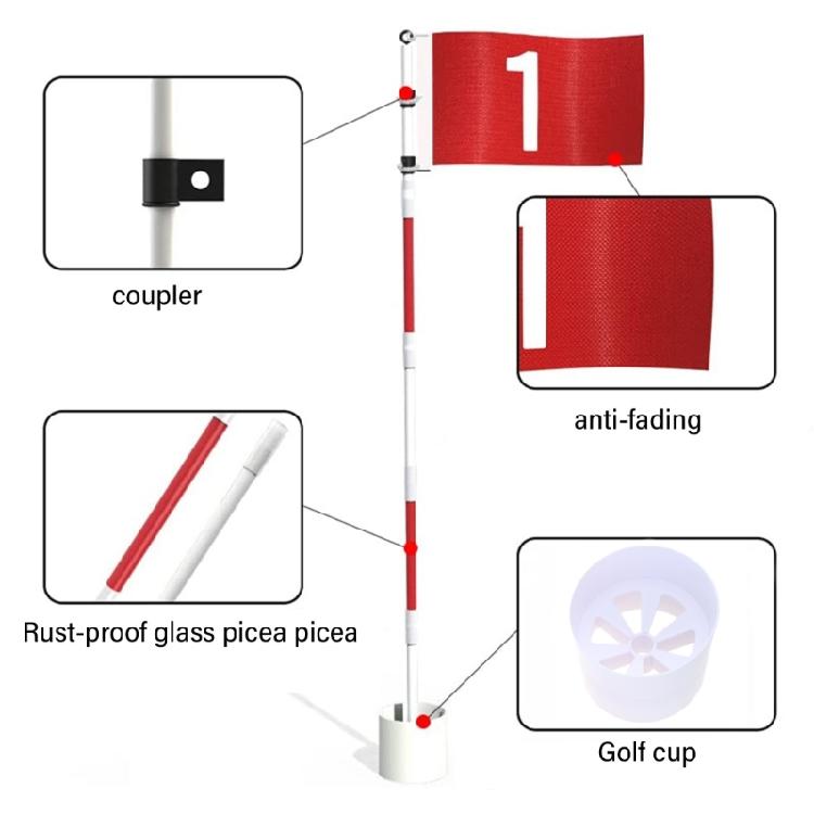 Golfs Putting Green Flags and Hole Cup Portable Golfs Flagstick Double-Sided Numbered Golfs Flags for Yard Backyard