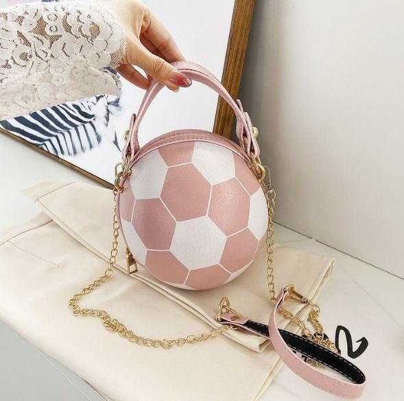 Trendy Basketball Shaped Mini Crossbody Bag, Fun Chain-Handle Purse with Gold Detailing, Perfect for Sporty Chic Casual Outfits
