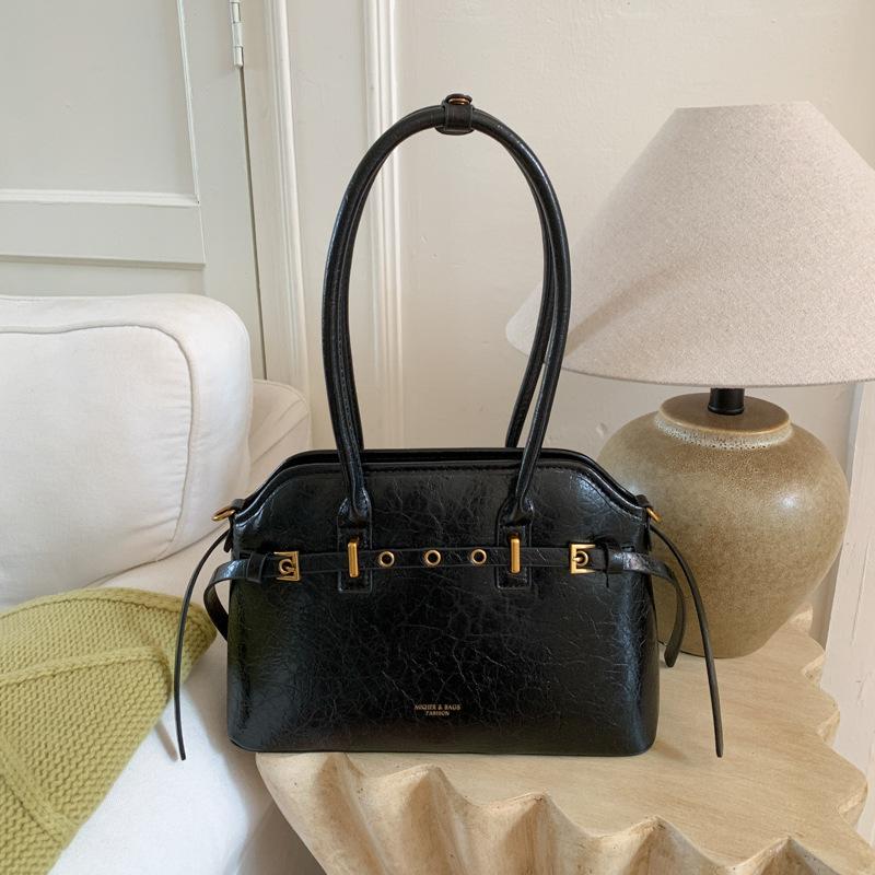 

2025 autumn new large-capacity commuter shoulder bag crossbody tote bag retro oil wax leather handheld briefcase women