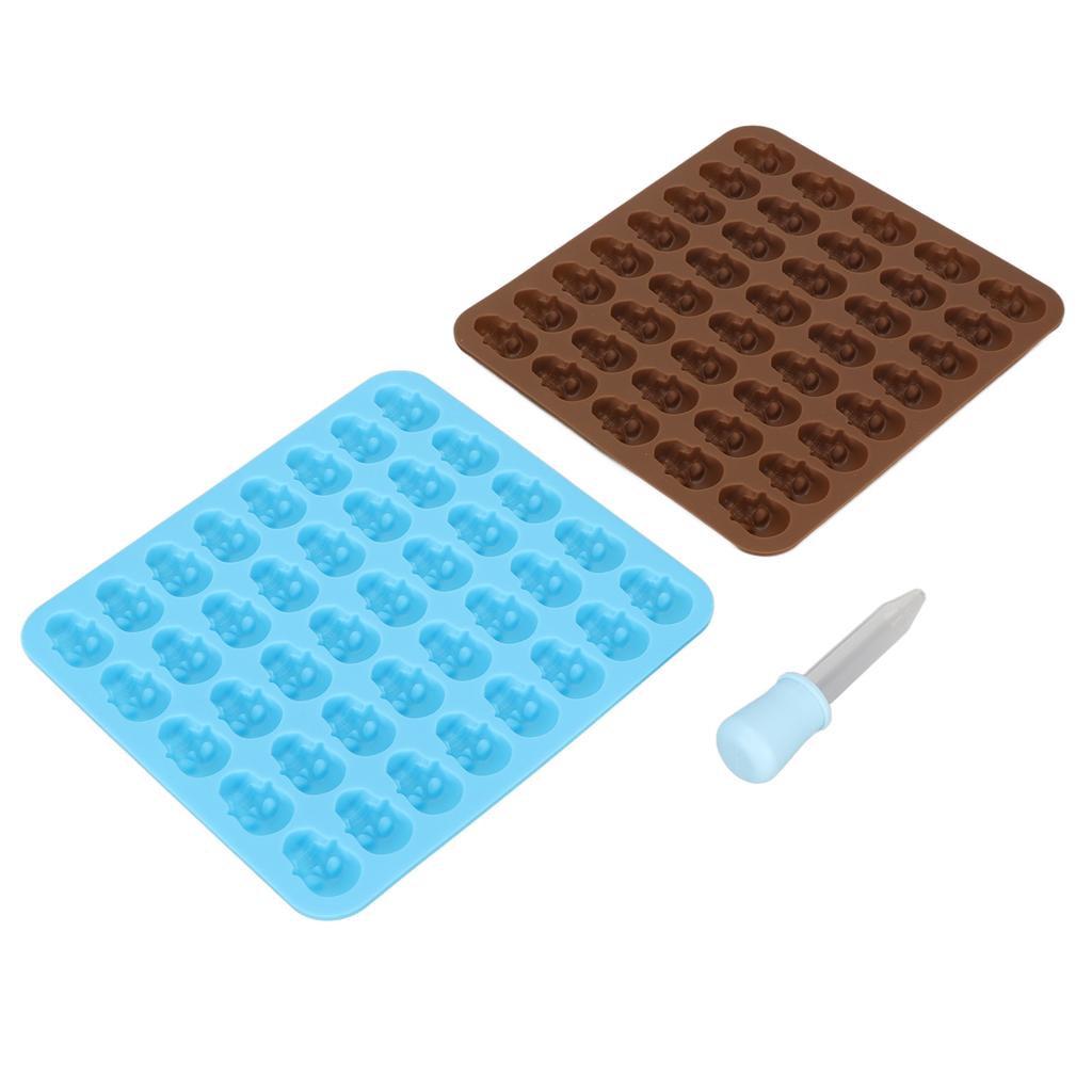 Skull Silicone Mold Ice Cube Tray Mold for Halloween Decor Dessert Chocolate 2Pcs Brown Blue
