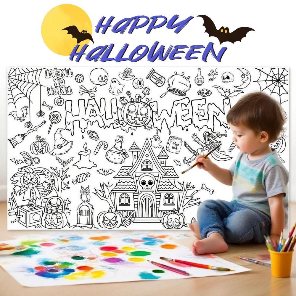 Kreslený Halloweenský Graffiti Ubrus Kreativní Velké Omalovánky Strašidelný Dům