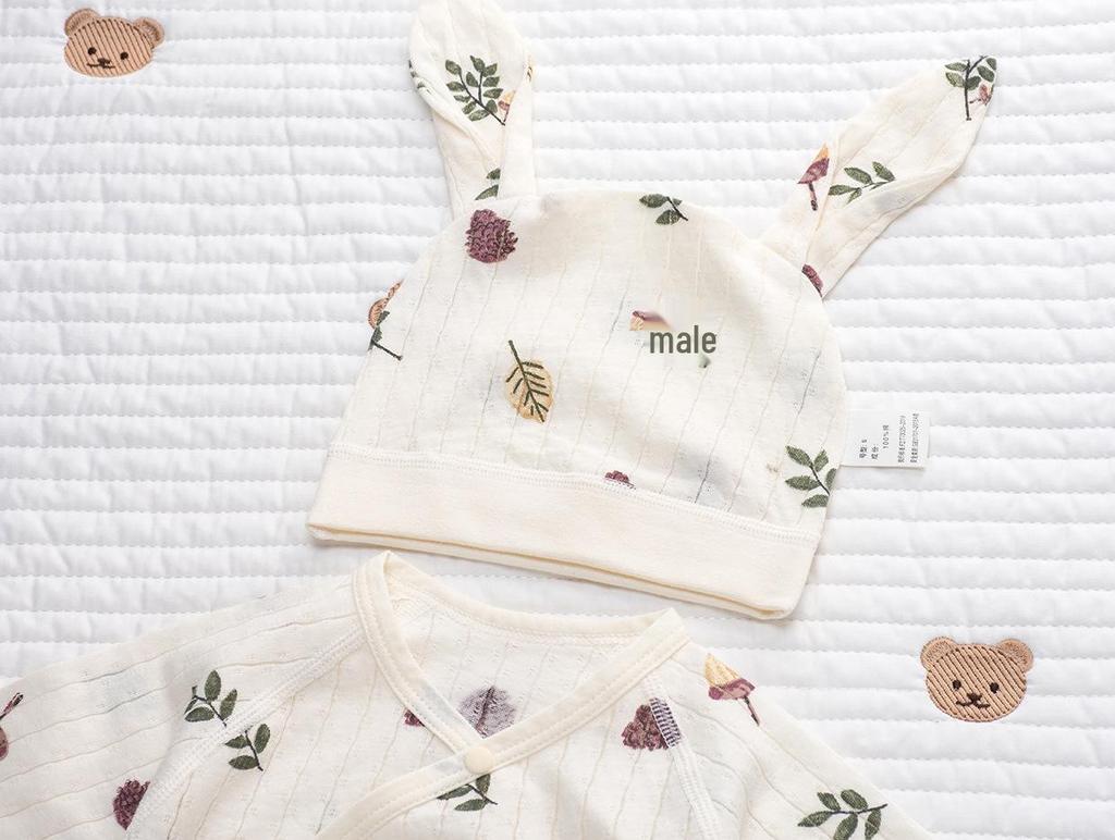 Nordic Style Summer Baby Cotton Romper Set – Ultra-Thin Long Sleeve Onesie with Boneless Hip Wrap